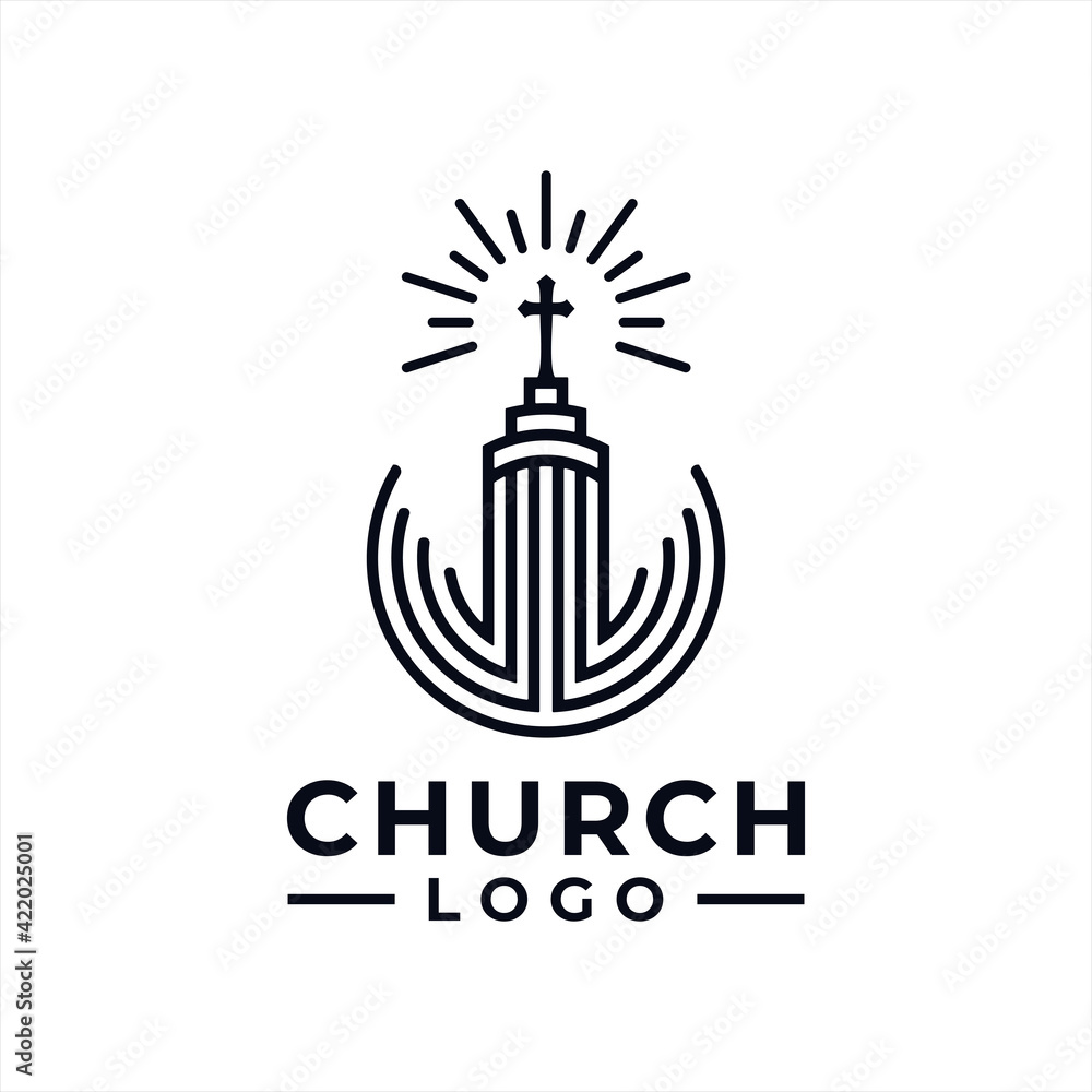 Fototapeta premium Church Logo design inspiration idea concept with black and white color