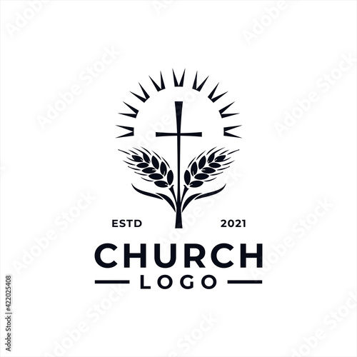 Church Logo design inspiration idea concept with black and white color