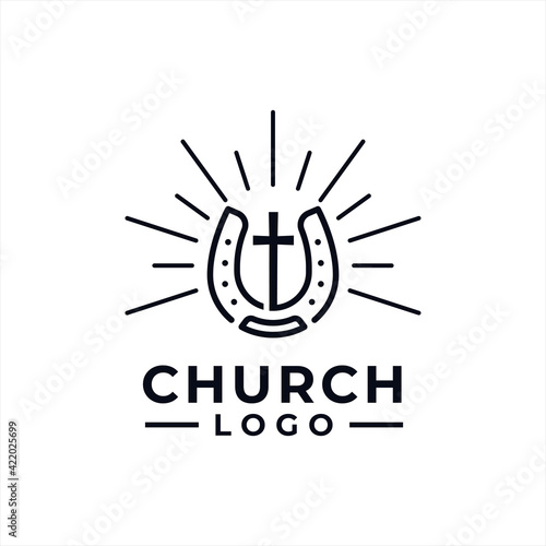 Church Logo design inspiration idea concept with black and white color