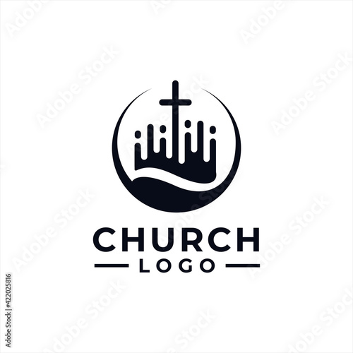 Church Logo design inspiration idea concept with black and white color