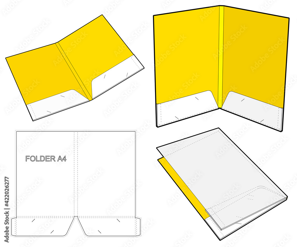 Folder with gusset 14 millimeter and Diecut Pattern. The .eps file is