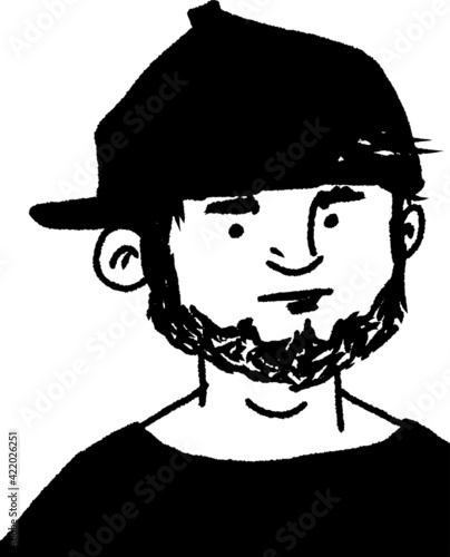 vector illustration of young handsome man. portrait. caricature