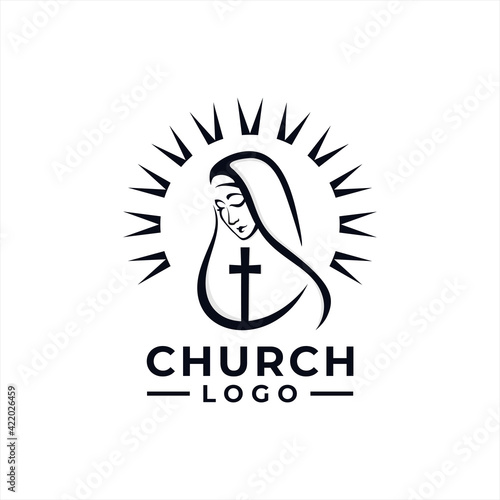 Church Logo design inspiration idea concept with black and white color