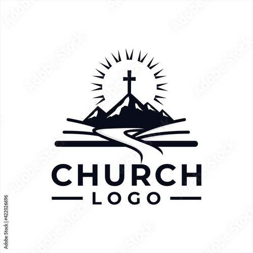Church Logo design inspiration idea concept with black and white color