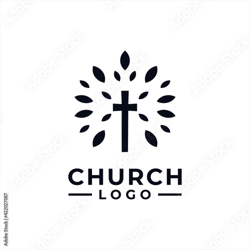 Church Logo design inspiration idea concept with black and white color