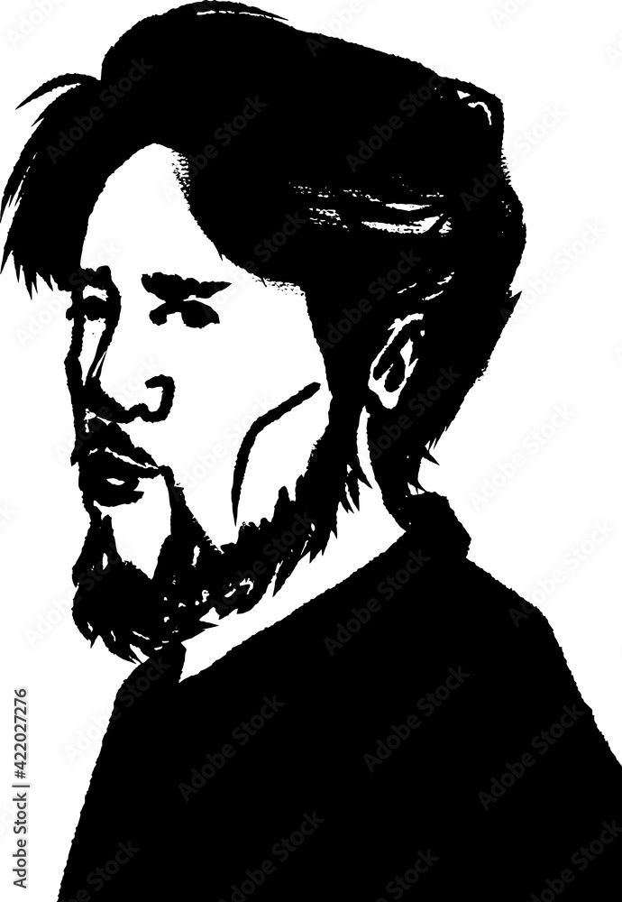 vector illustration of young handsome man. portrait. caricature