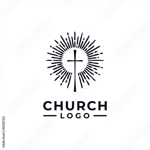 Church Logo design inspiration idea concept with black and white color