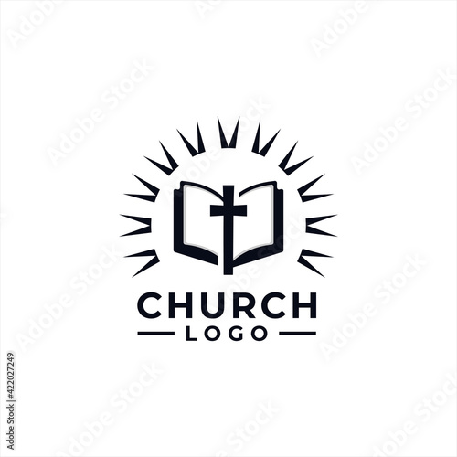 Church Logo design inspiration idea concept with black and white color