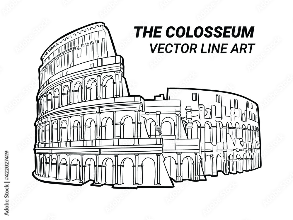 The Colosseum vector line art isolated background