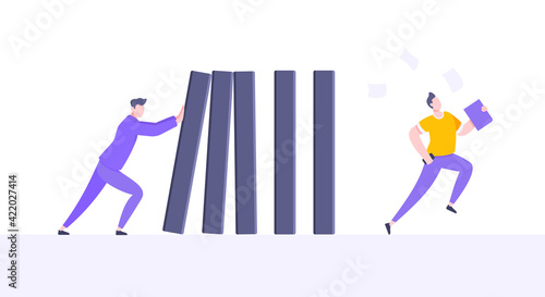 Business resilience or domino effect metaphor vector illustration concept.