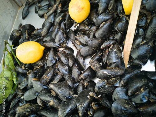 Mussels in open seamarket photo