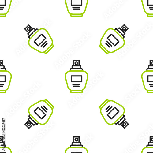 Line Perfume icon isolated seamless pattern on white background. Vector Illustration