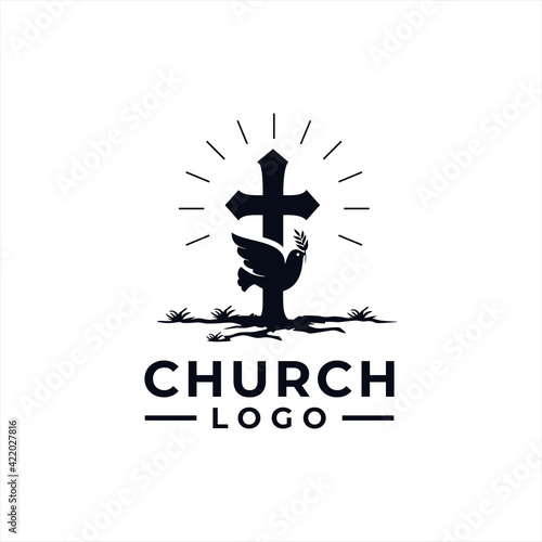 Church Logo design inspiration idea concept with black and white color