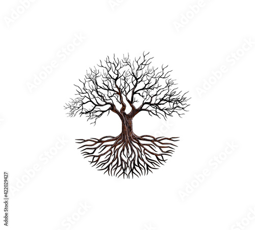 Abstract hand drawing drought tree vector isolated on white
