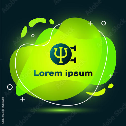 Black Psychology icon isolated on black background. Psi symbol. Mental health concept, psychoanalysis analysis and psychotherapy. Abstract banner with liquid shapes. Vector