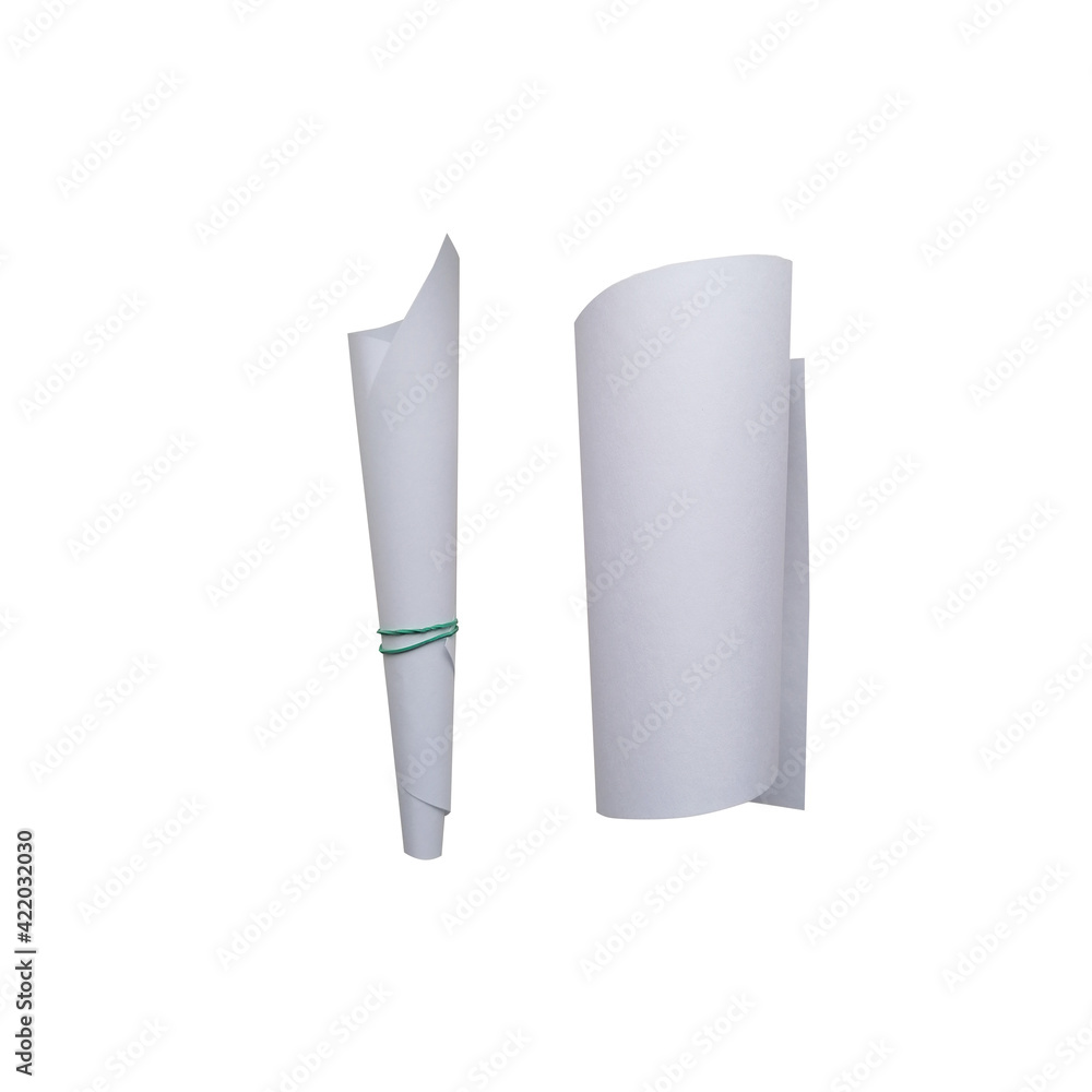 Rolled up sheets of white paper. Mockup. Rolled up sheets of white paper. Mockup.
