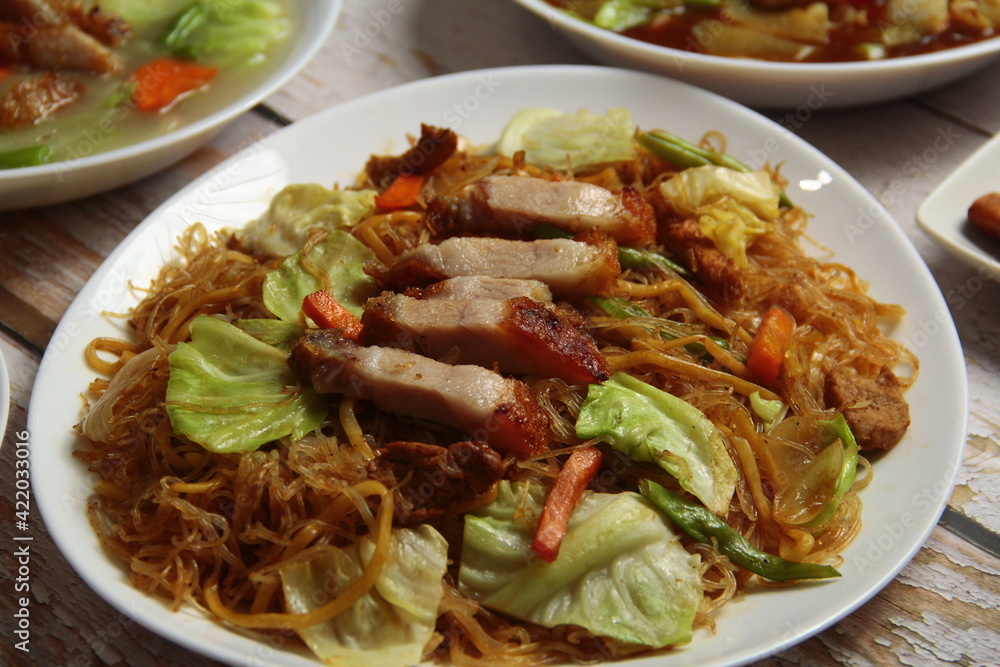 Freshly cooked Filipino food called Pancit Canton Freshly cooked Filipino food called Pancit Canton