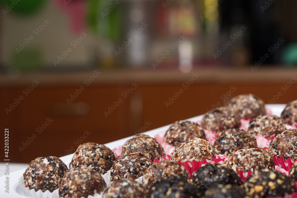 Homemade desserts. Homemade dried fruit sweets. Lie on a tray. Homemade desserts. Homemade dried fruit sweets. Lie on a tray.