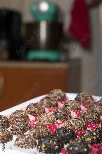 Homemade desserts. Homemade dried fruit sweets. Lie on a tray.