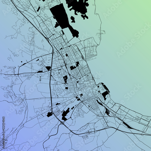 Palermo, Sicily, Italy - Urban vector city map with parks, rail and roads, highways, minimalist town plan design poster, city center, downtown, transit network, street blueprint