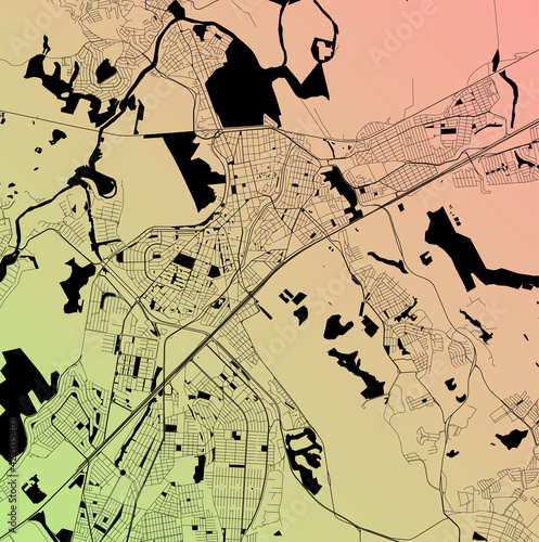 Sao Jose dos Campos, São Paulo, Brazil - Urban vector city map with parks, rail and roads, highways, minimalist town plan design poster, city center, downtown, transit network, street blueprint