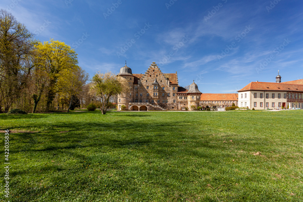 Schloss Eyrichshof im Naturpark Haßberge, im Ort Eyrichshof bei Ebern, Landkreis Hassberge, Unterfranken, Franken, Bayern, Deutschland