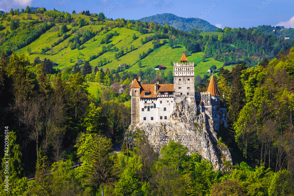 Famous medieval castle in the forest, Bran, Transylvania, Romania