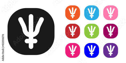 Black Neptune planet symbol icon isolated on white background. Astrology, numerology, horoscope, astronomy. Set icons colorful. Vector