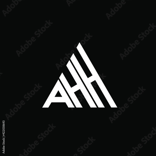 A H H letter logo vector design on black color background. ahh icon photo