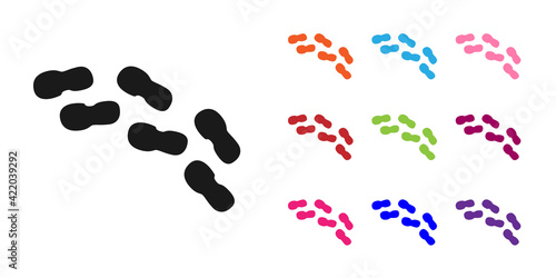 Black Human footprints shoes icon isolated on white background. Shoes sole. Set icons colorful. Vector