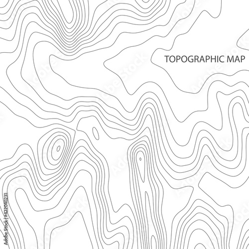 Topographic map background. Line topography map contour background  geographic grid. Abstract vector illustration.
