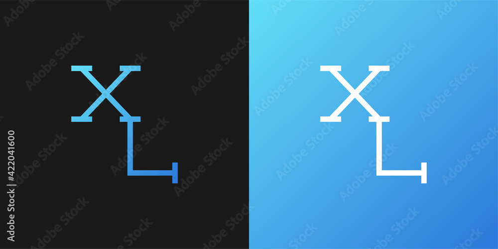 Initial Letter X and L Logo with Linear Concept in Blue Gradient. XL Logo Design Template Initial Letter X and L Logo with Linear Concept in Blue Gradient. XL Logo Design Template