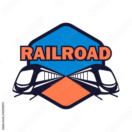 train railway logo isolated on white background. vector illustration