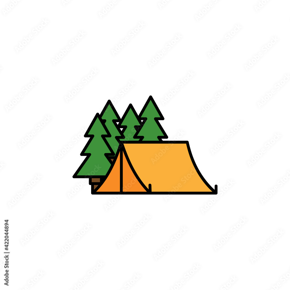 tent in the forest icon. Signs and symbols can be used for web, logo, mobile app, UI, UX tent in the forest icon. Signs and symbols can be used for web, logo, mobile app, UI, UX