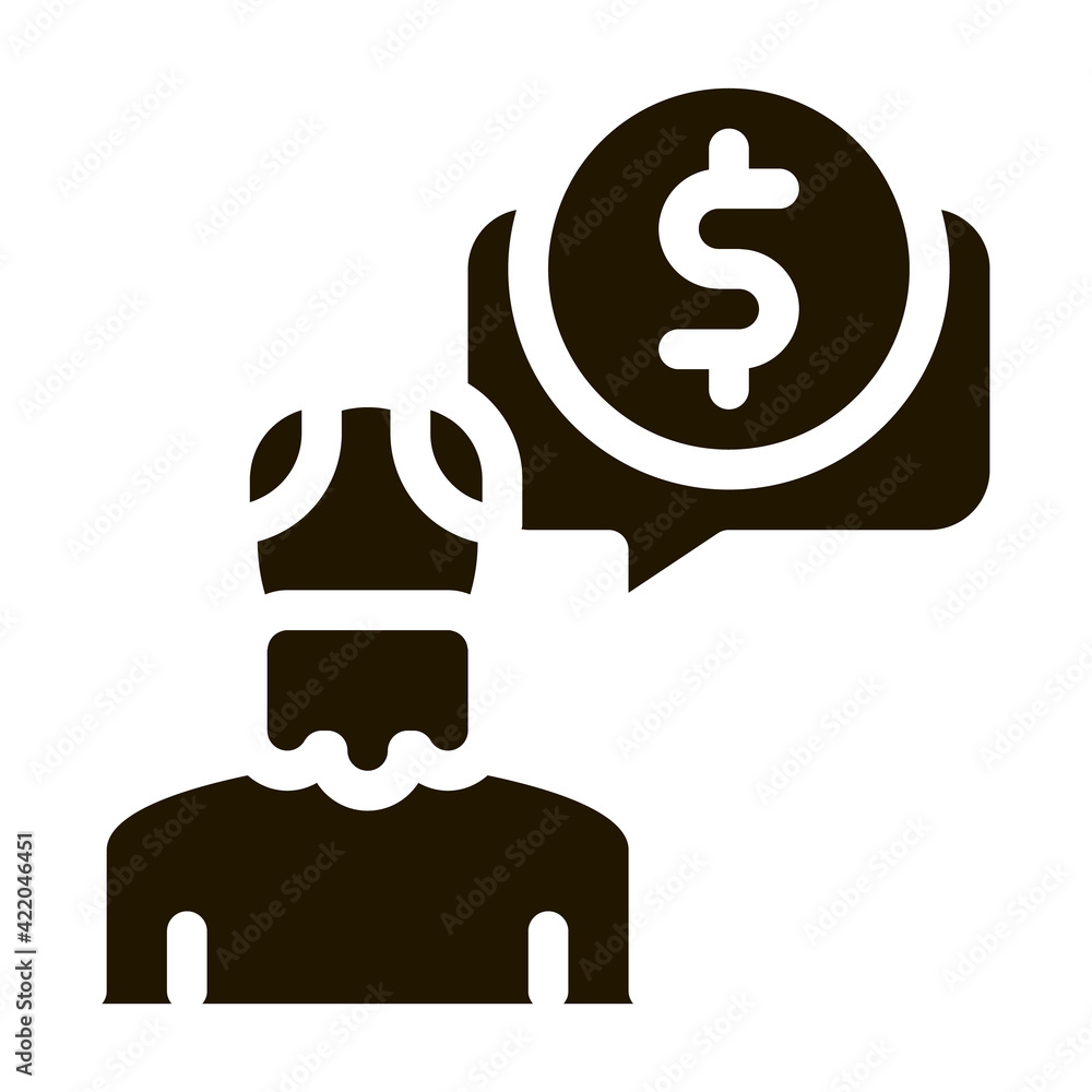 Elder Man Coin Icon Vector Glyph Illustration Elder Man Coin Icon Vector Glyph Illustration