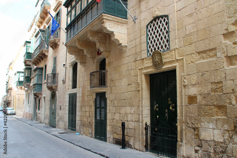 stone building (french embassy) in valletta in malta 