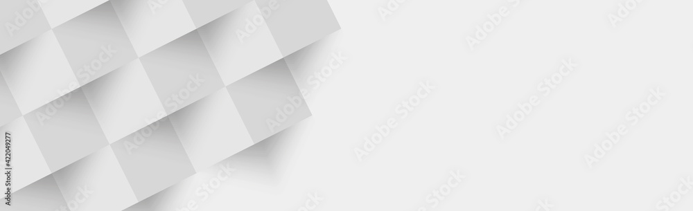 Abstract white background, web template, squares with shadow - Vector - obrazy, fototapety, plakaty 