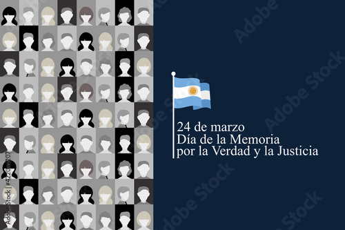Translation: March 24, Day of Remembrance for Truth and Justice   vector illustration. National holiday of Argentina. Suitable for greeting card and poster. 