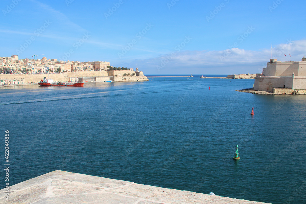 valletta, vittoriosa and mediterranean sea in malta 