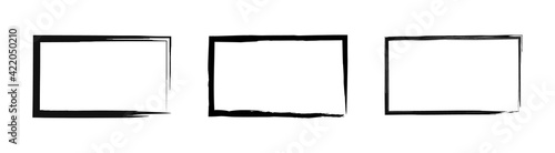 Grunge rectangular frame, blank frame. Set of hand drawn rectangle. Vector illustration on white background