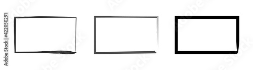 Grunge rectangular frame, blank frame. Set of hand drawn rectangle. Vector illustration on white background