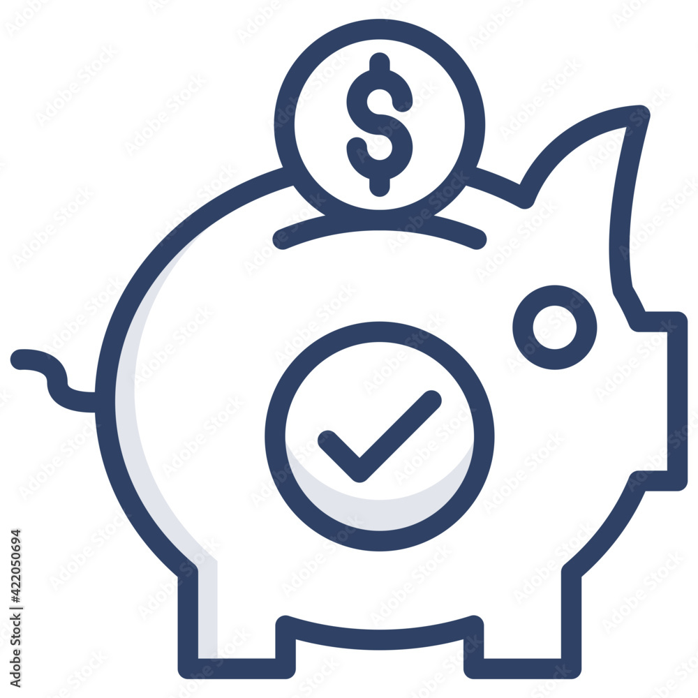 Dollar with piggy bank, icon of savings Dollar with piggy bank, icon of savings