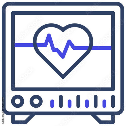 Heartbeat inside monitor depicting ecg monitor icon