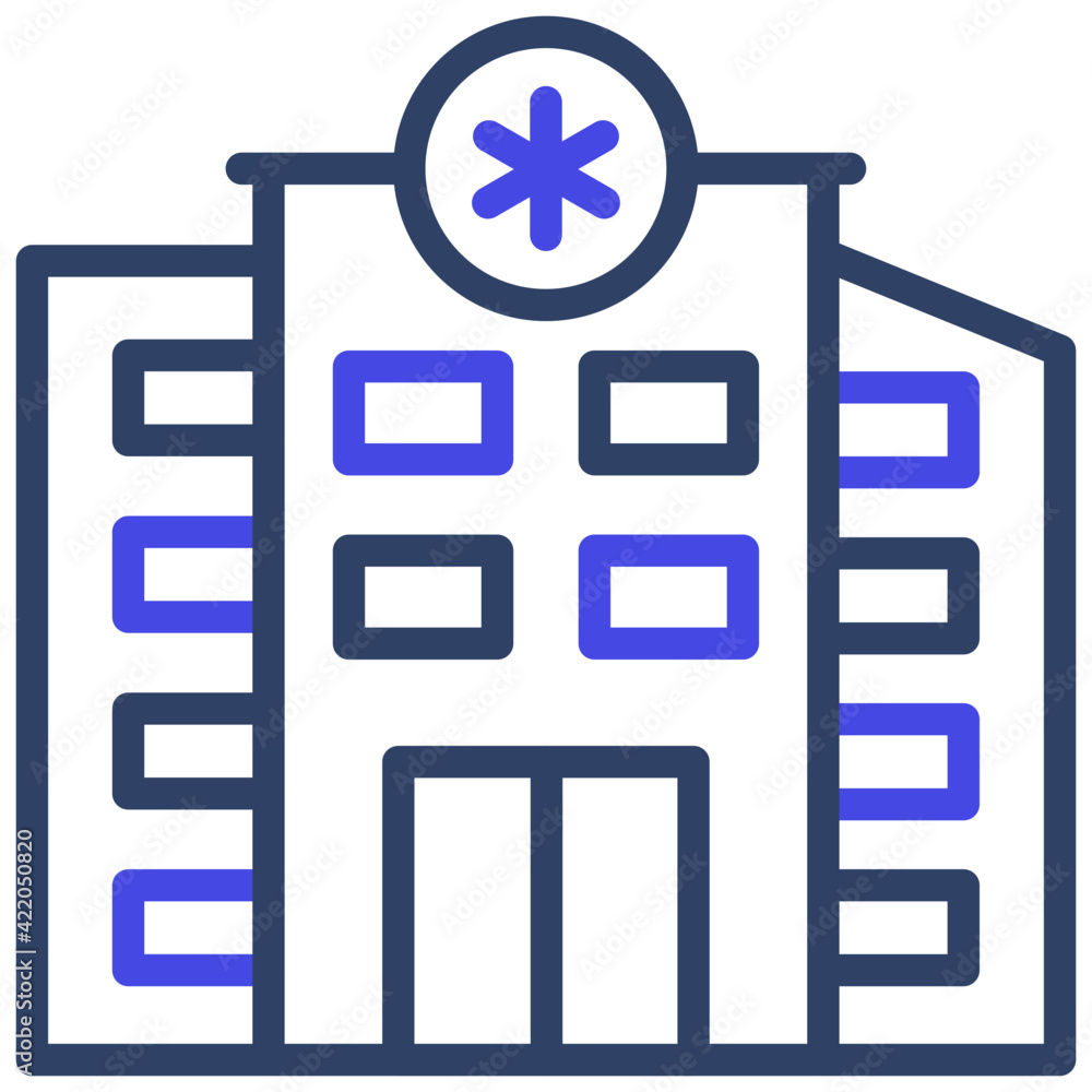Hospital building outline icon design on white background Hospital building outline icon design on white background