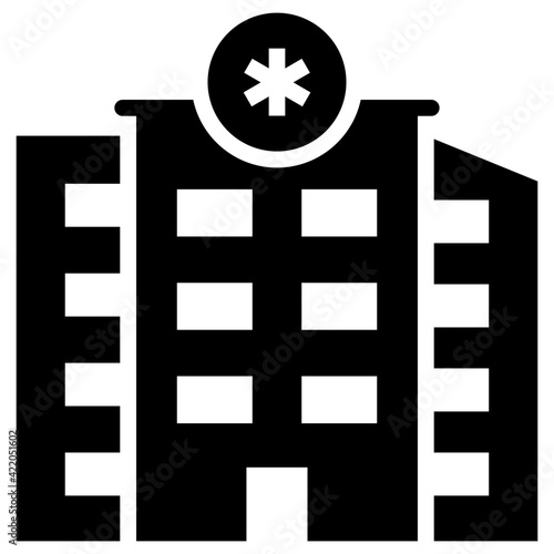 Hospital building filled icon design on white background