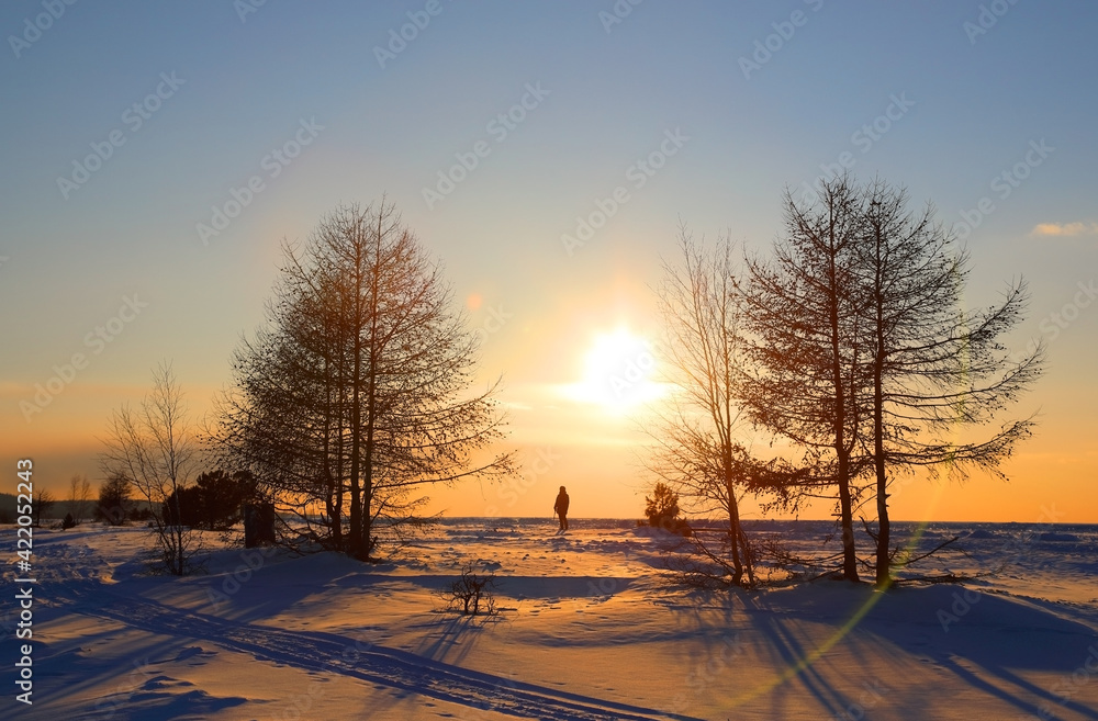 Beautiful sunset on Lake Baikal