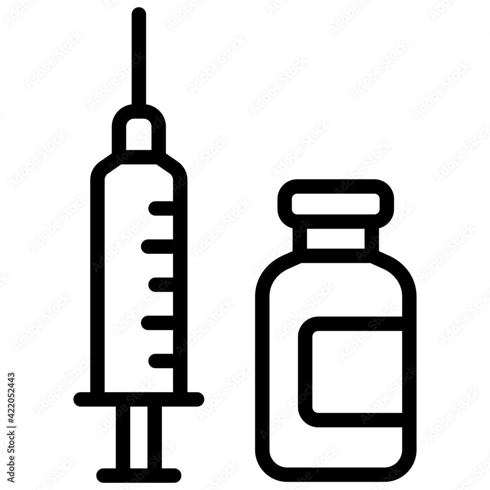 A trendy vector design of plastic syringe with vial, vaccination A trendy vector design of plastic syringe with vial, vaccination