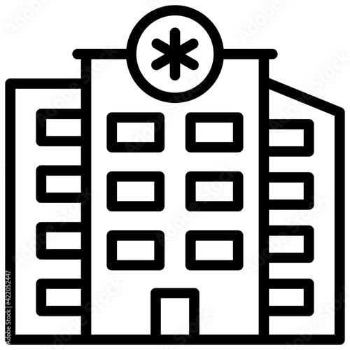 Hospital building outline icon design on white background