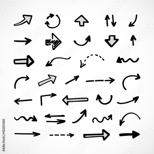  Vector set of hand-drawn arrows, elements for presentation