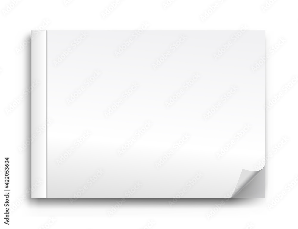 Open blank album or magazine with soft shadow. Realistic empty template or mock up isolated on white background. Vector illustration, eps 10. Open blank album or magazine with soft shadow. Realistic empty template or mock up isolated on white background. Vector illustration, eps 10.